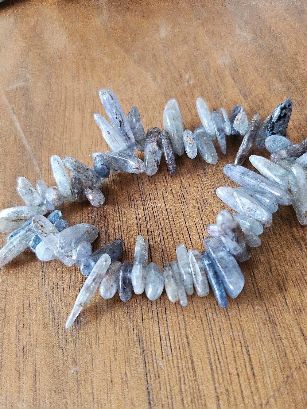 Natural Blue Kyanite Chip Stretch Bracelet - Subtle Blue Tones 8"